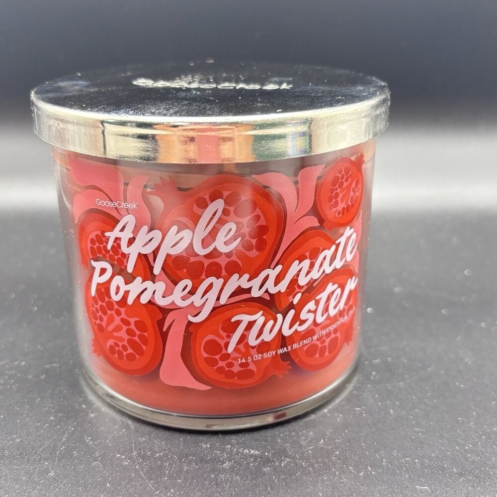 Goose Creek Apple Pomegranate Twister 3 wick Candle 14.5 oz Jar Fall Fruity Red